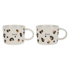 Tasses à thé x2 en grès léopard brun et noir 30cl - Mini fauve