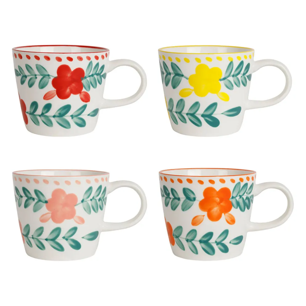 Tasses à thé x4 en grès multicolore 29cl - Bellagio