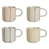 Tasses à thé x4 en grès rayées multicolore 25cl - Lumi