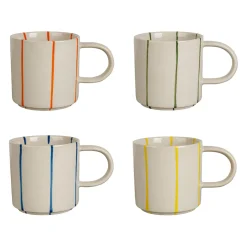 Tasses à thé x4 en grès rayées multicolore 25cl - Lumi