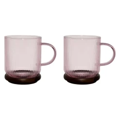 Tasses à thé x2 en verre borosilicate rose 35cl - Dilacia