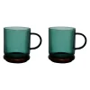 Tasses à thé x2 en verre borosilicate émeraude 35cl - Dilacia