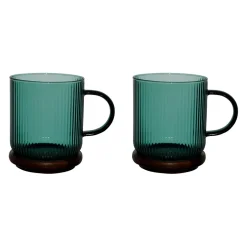 Tasses à thé x2 en verre borosilicate émeraude 35cl - Dilacia