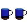 Tasses à thé x2 en verre borosilicate bleu 35cl - Dilacia