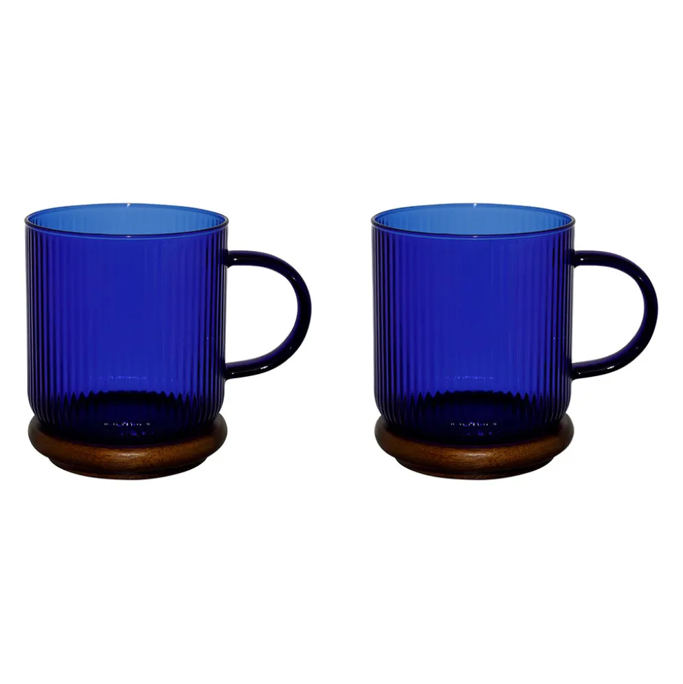 Tasses à thé x2 en verre borosilicate bleu 35cl - Dilacia