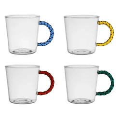 Tasses à thé x4 en verre borosilicate multicolore 35cl - Colorea