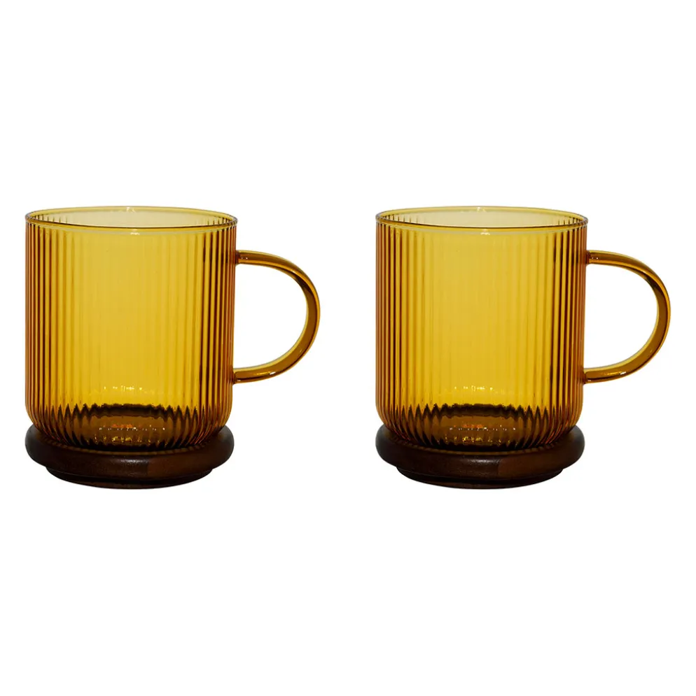 Tasses à thé x2 en verre borosilicate jaune 35cl - Dilacia