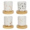 Tasses et sous-tasses x4 en porcelaine et bambou 10cl - Epura