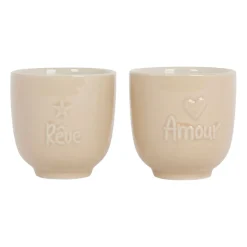 Tasses x2 beige 15cl en grès - famille