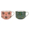 Tasses x2 palmiers en grès multicolore 60cl - Palmisol