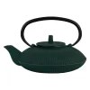 Théière en fonte plate avec filtre émeraude et doré 75cl