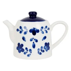 Théière en grès indigo et blanc avec filtre 95cl - Bellagio