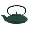 Théière plate en fonte vert avec filtre 70cl - Brin