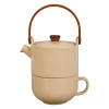 Théière solitaire en grès beige mat moucheté 40cl - Klosen