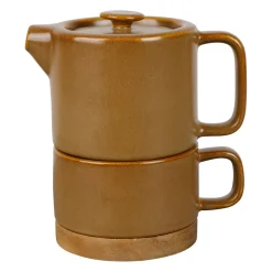 Théière solitaire en grès brun avec filtre 45cl - Nordika
