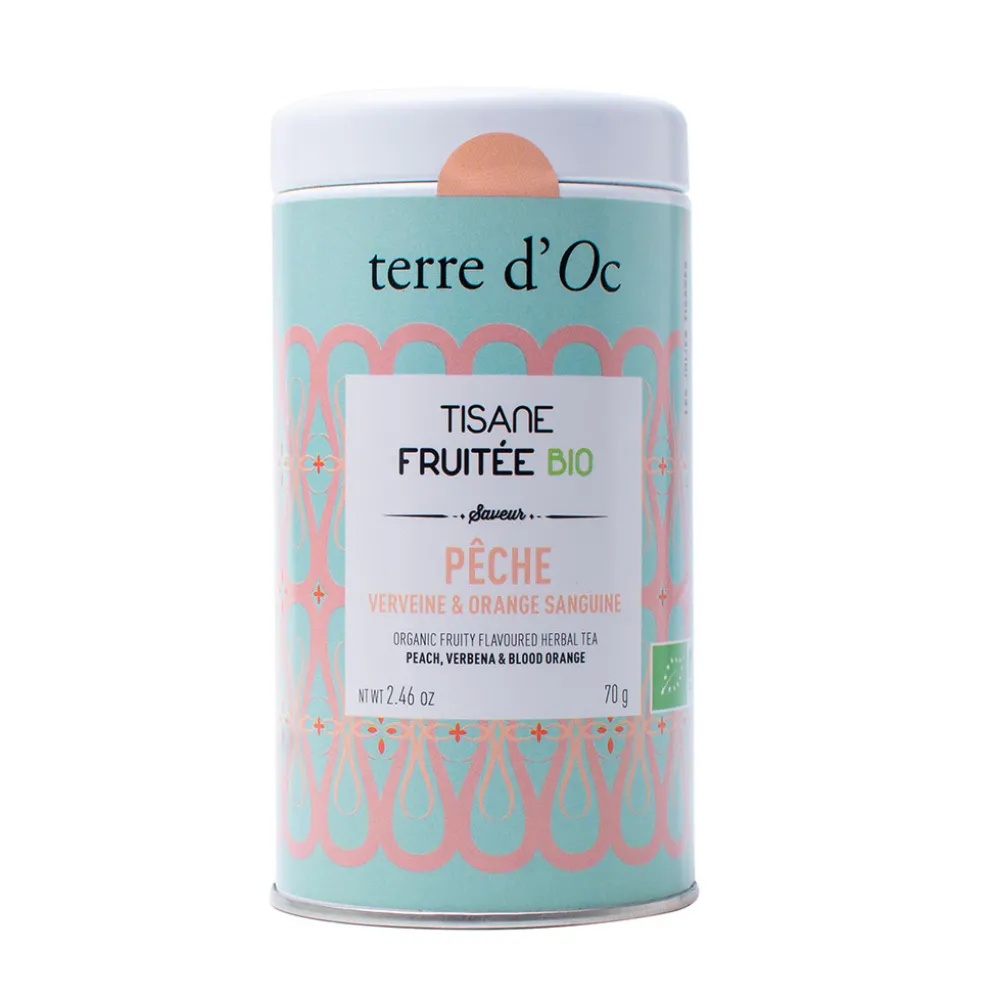 Tisane peche verveine orange sanguine- pot en métal - 70g ab
