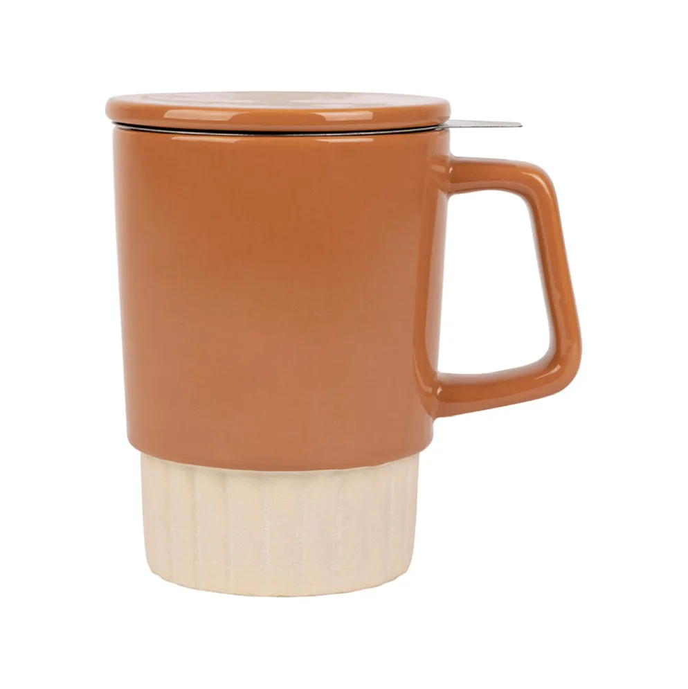 Tisanière avec filtre en grès terracotta 40cl - cannelé