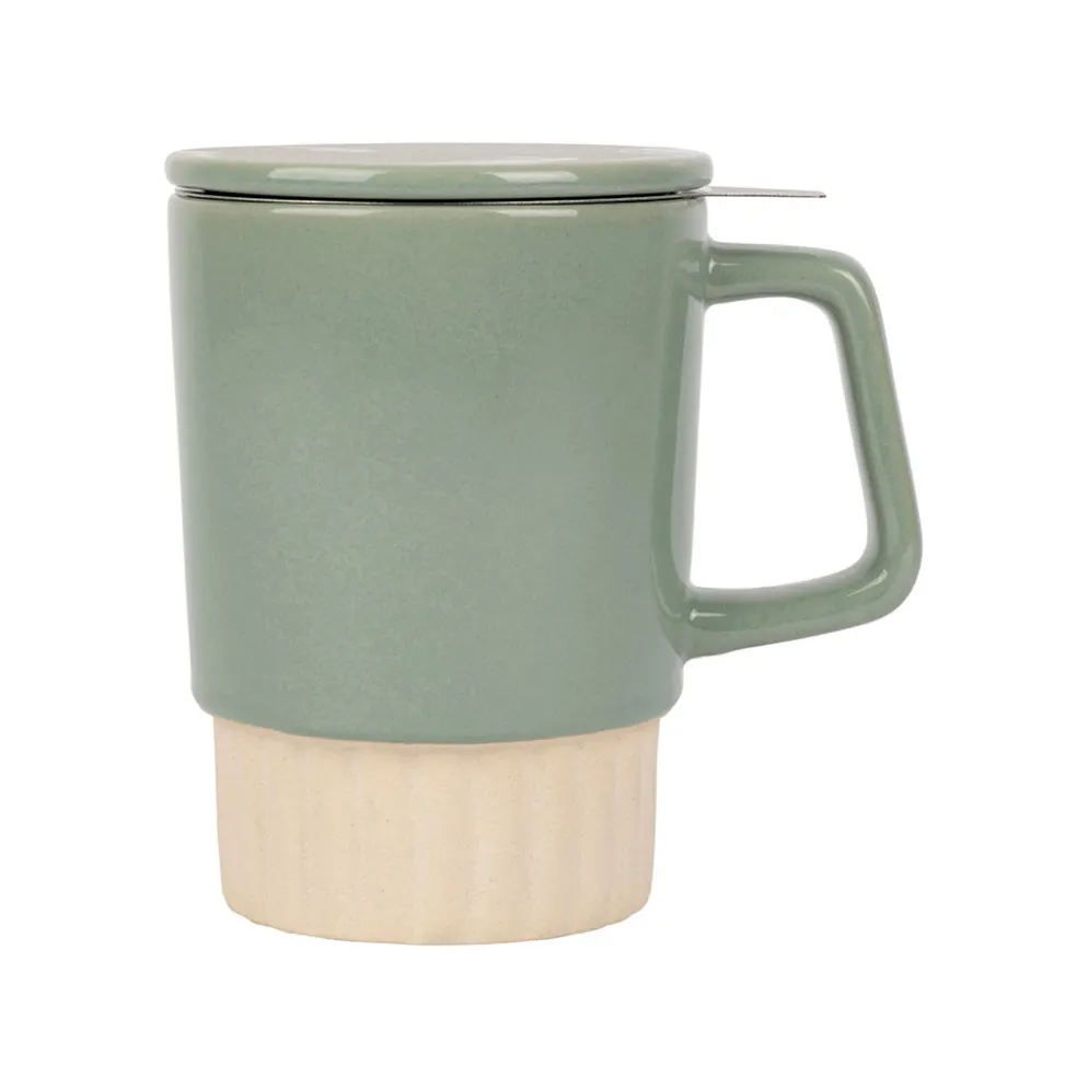 Tisanière avec filtre en grès sauge 40cl - cannelé