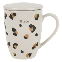Tisanière en grès léopard brun et noir avec filtre 30cl - Mini fauve