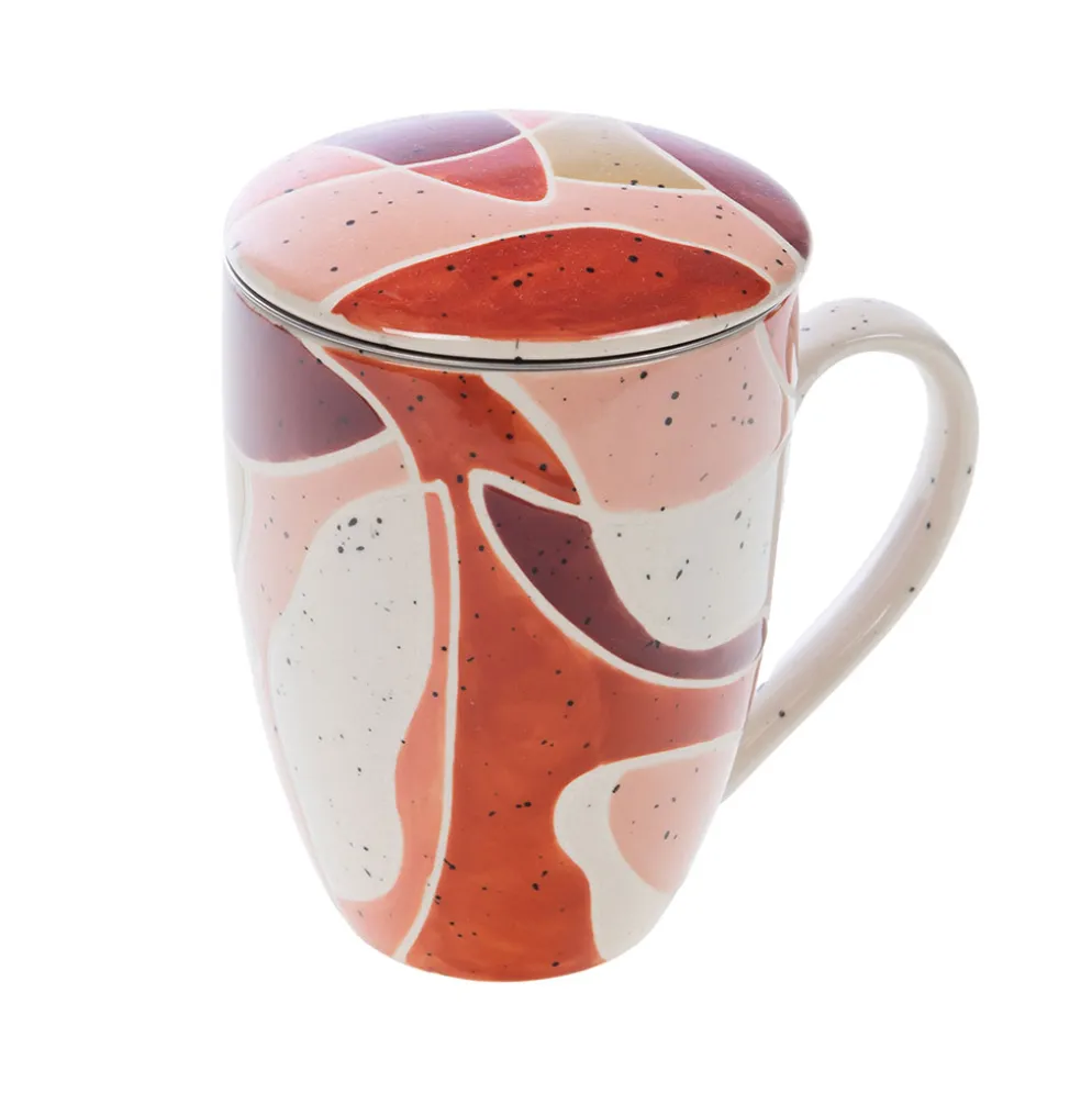 Tisanière en grès terracotta avec filtre h12cm - Elena