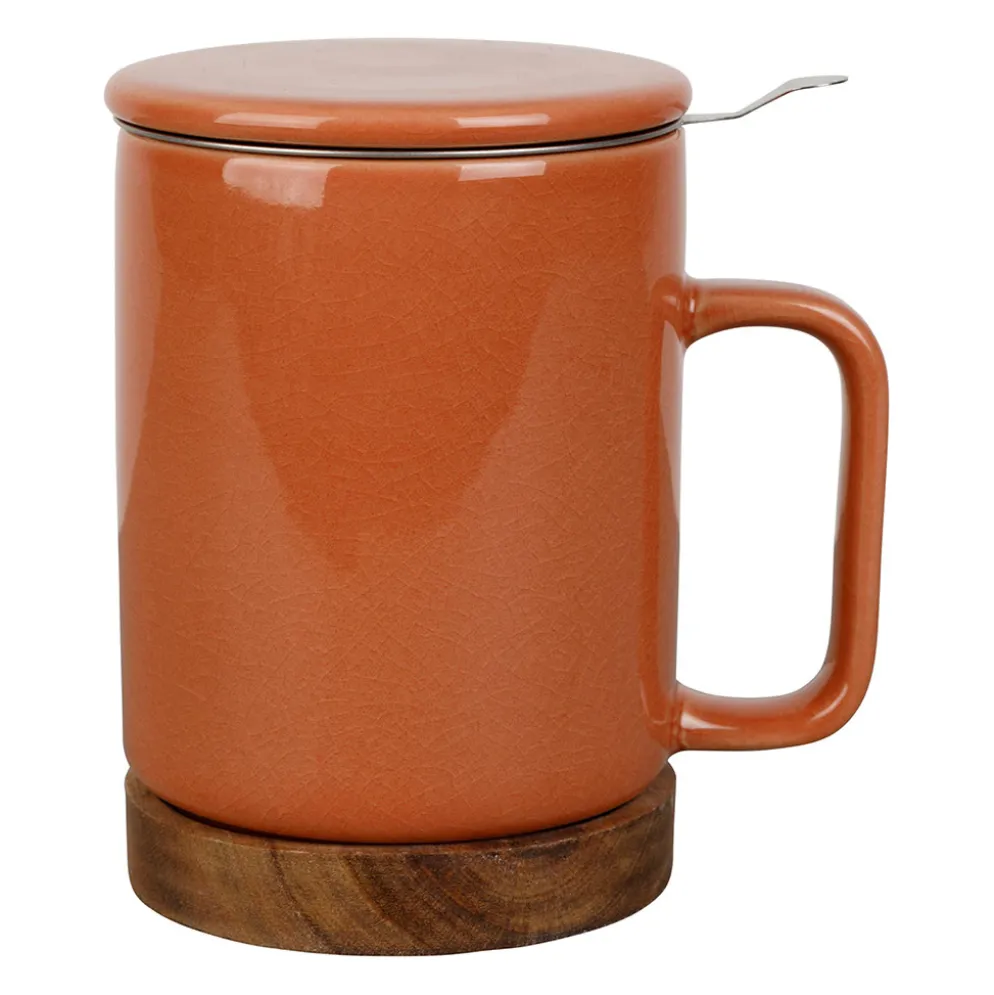 Tisanière en grès terracotta craquelé avec filtre 35cl - Nordika