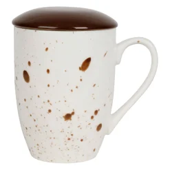 Tisanière en porcelaine moucheté blanc et brun avec filtre 40cl - Epura