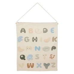 Toile tuftée en coton écru alphabet 50x60cm