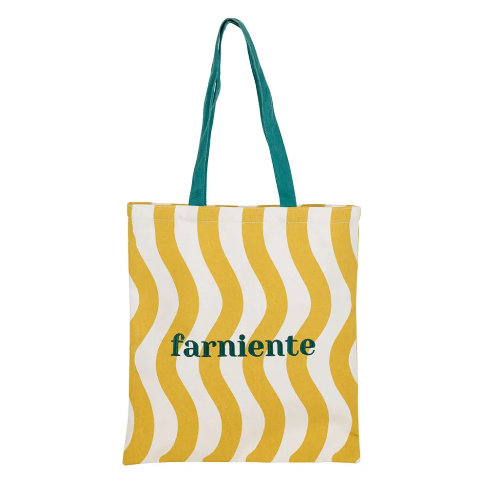 Tote bag en coton moutarde et émeraude - Plouf&Sun
