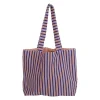 Tote bag en coton rayé bleu et violet - Plouf&Sun