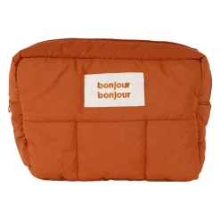 Trousse de toilette en tissu matelassé terracotta - Quilted