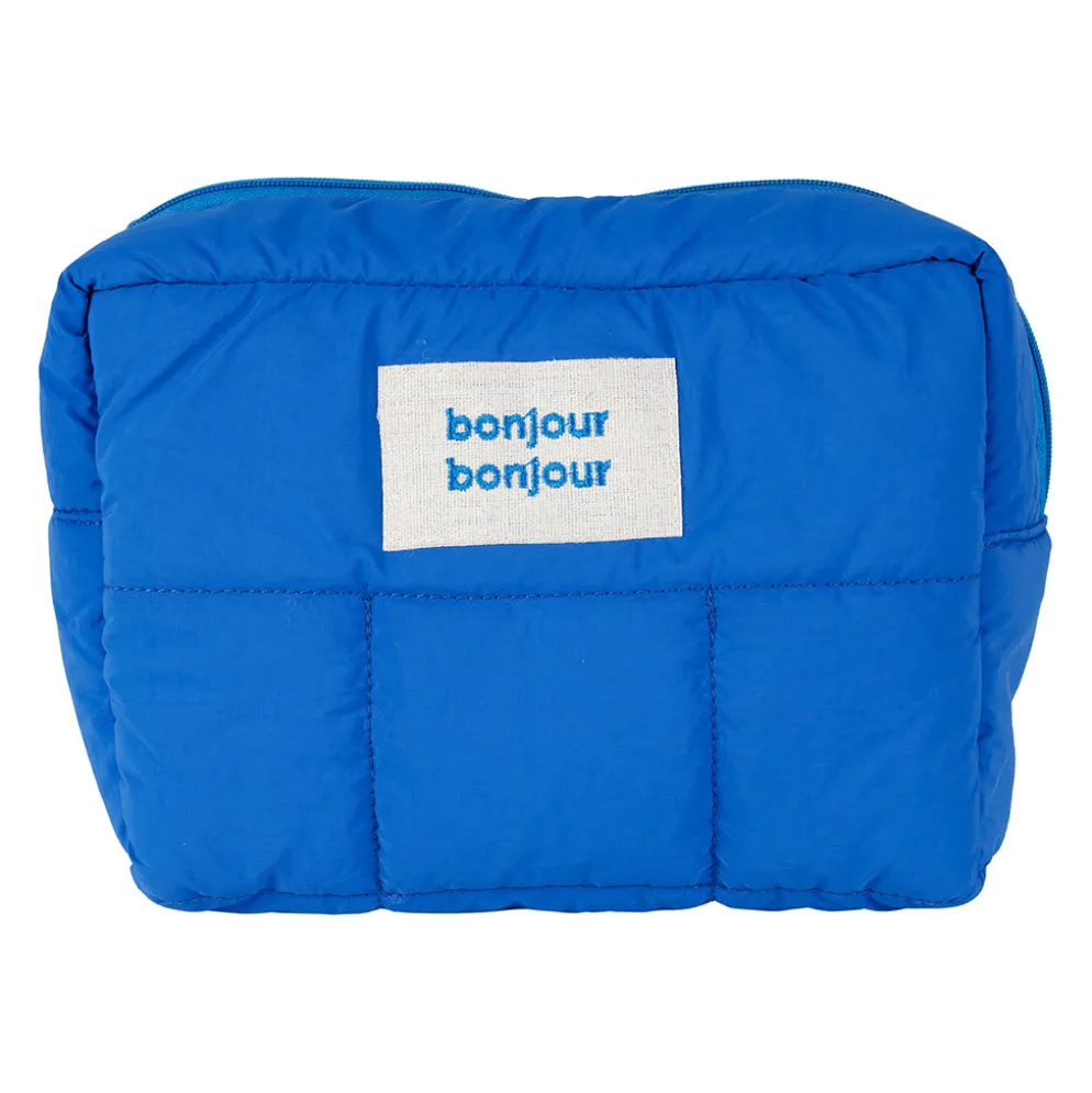 Trousse de toilette en tissu matelassé indigo - Quilted
