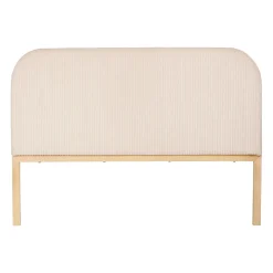 Tête de lit en tissu côtelé et hévéa écru 140x100cm - Minimal