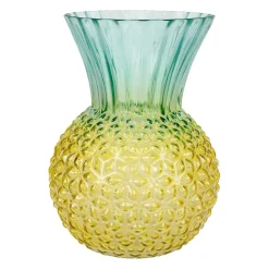 Vase ananas en verre jaune et turquoise h27cm - Vitoria