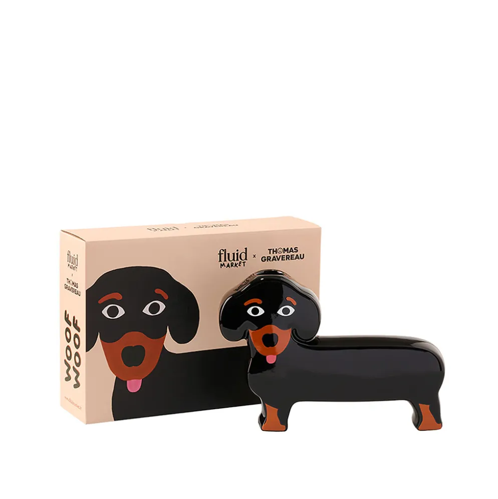 Vase chien teckel en céramique h17cm