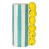 Vase citron en dolomite rayé turquoise et jaune h21cm - Medi