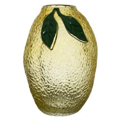 Vase citron en verre fumé jaune h19cm - Medi