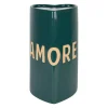 Vase coeur en grès "Amore" émeraude h24cm - Funky