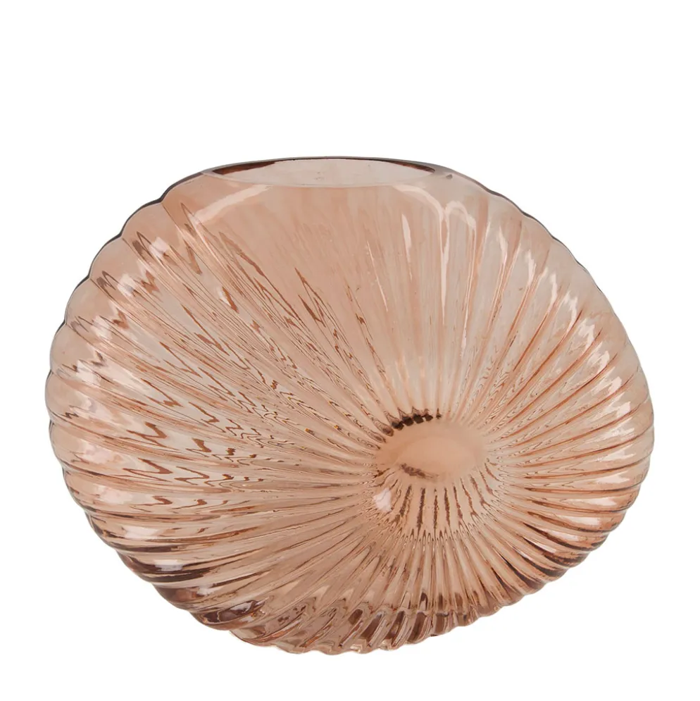 Vase coquillage en verre rose h20cm