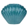 Vase coquillage en verre bleu h22cm - Leucie