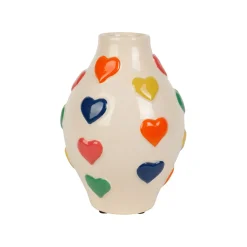 Vase cœur en porcelaine multicolore h21cm - Visage arty