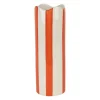Vase cylindre en grès rayé corail et blanc h23cm - Artist