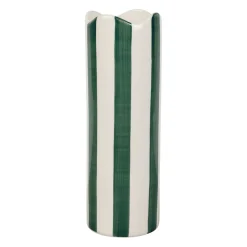 Vase cylindre en grès rayé kaki et blanc h24cm - Artist