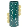 Vase cylindrique en grès émeraude et jaune h30cm - Lumi