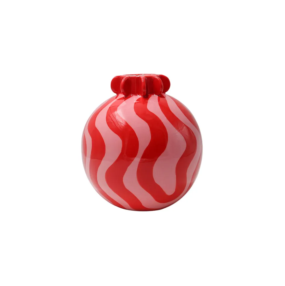 Vase en céramique rose et rouge h15cm - Carmela