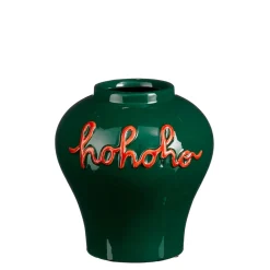Vase en céramique vert et rouge h13cm