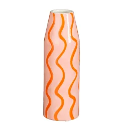 Vase en dolomite rayé rose h24cm