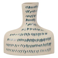Vase en grès écru et bleu h25cm - Lumi