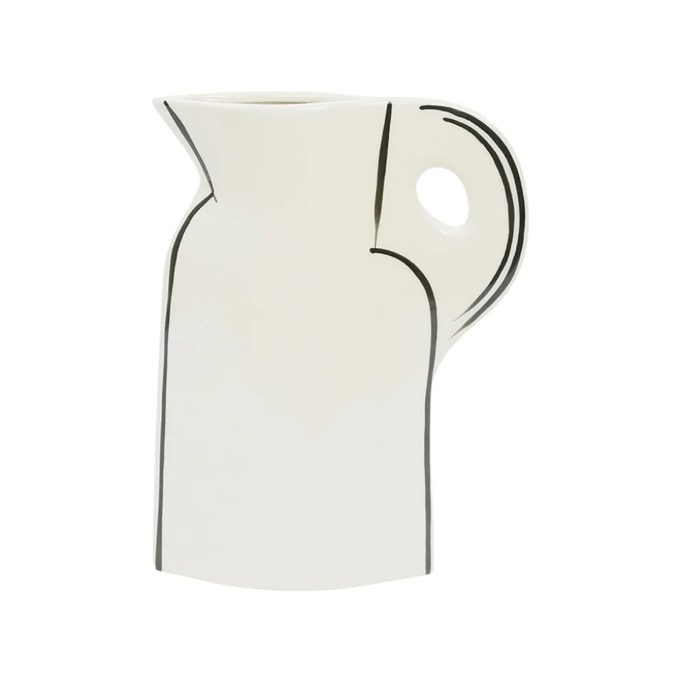Vase en grès écru et noir h24cm - Lumi