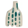 Vase en grès écru et vert h19cm - Lumi