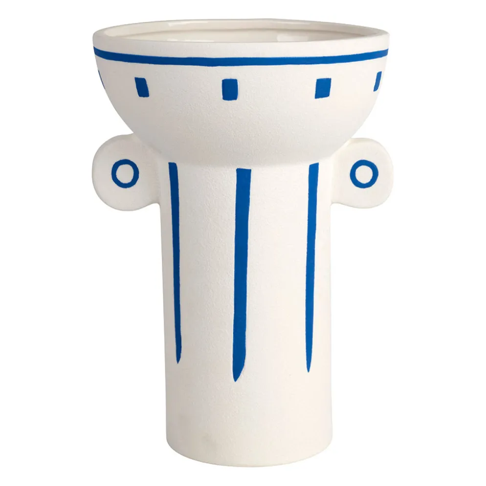 Vase en porcelaine bleu et blanche h25cm - Greeka